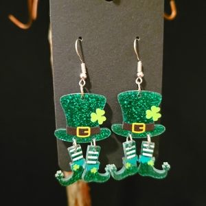 2/$20 Resin St. Patrick's Day Hat & Shoes Dangle Earrings